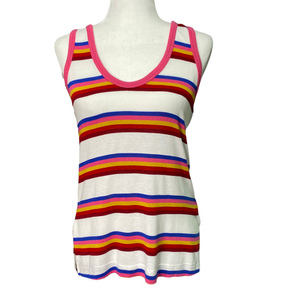 PEYTON JENSEN for EVEREVE | sz S Women's Multi Striped Mila Rainbow Ringer Tank - Picture 2 of 5
